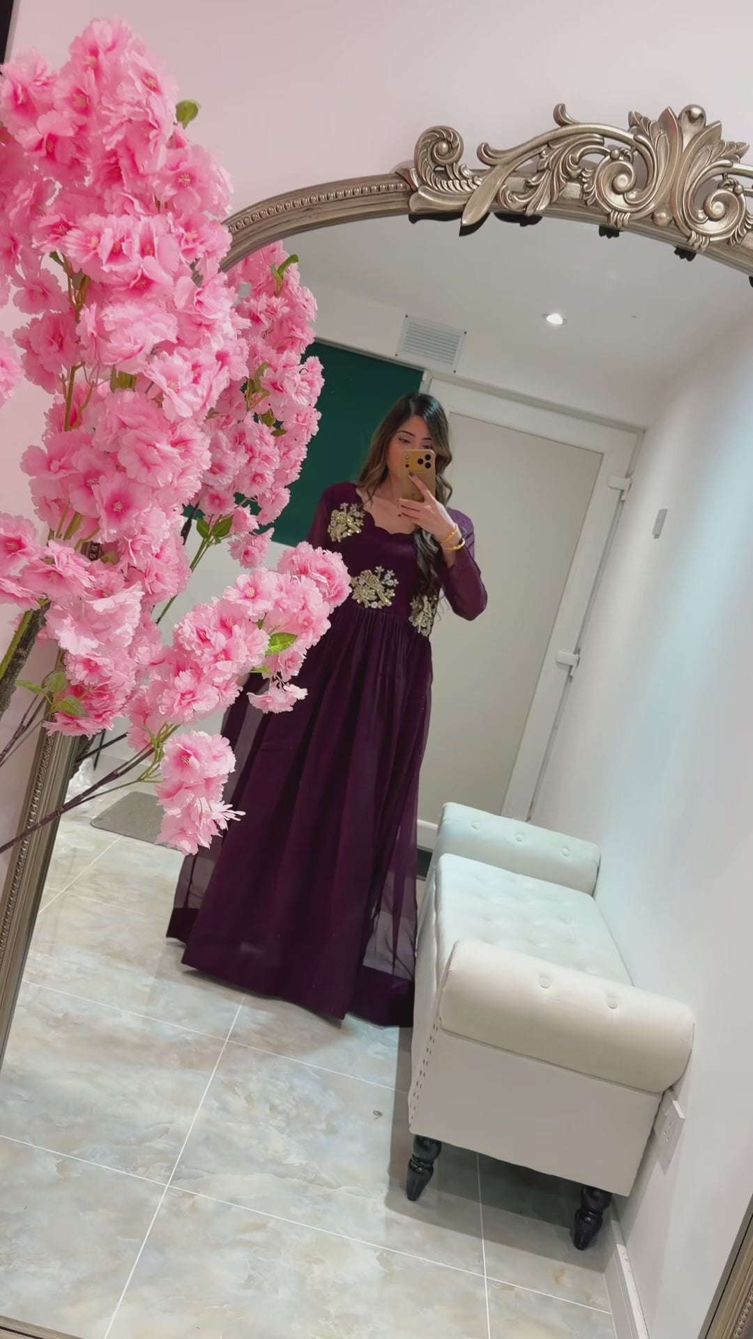 Aliza -Purple beaded flowy Dress